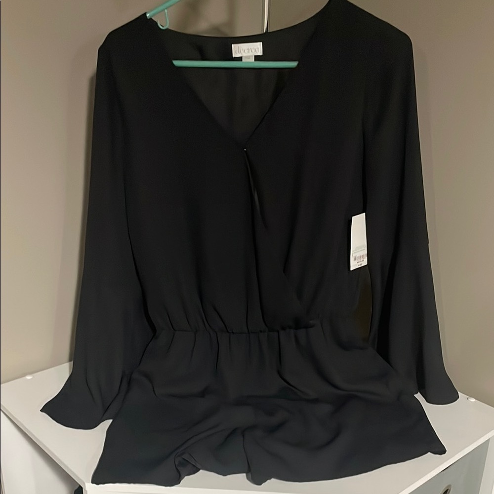 Black V-Neck Blouse